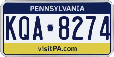 PA license plate KQA8274