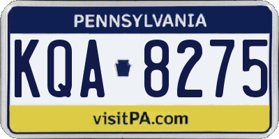 PA license plate KQA8275