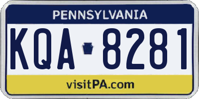 PA license plate KQA8281