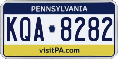PA license plate KQA8282