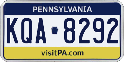 PA license plate KQA8292