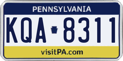 PA license plate KQA8311