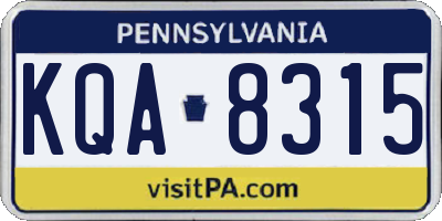 PA license plate KQA8315