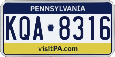 PA license plate KQA8316