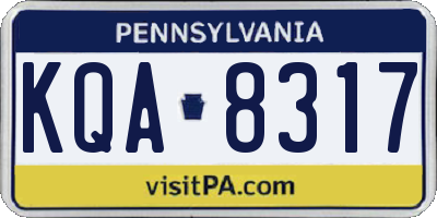 PA license plate KQA8317