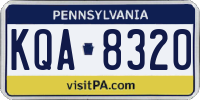 PA license plate KQA8320