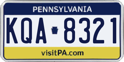 PA license plate KQA8321