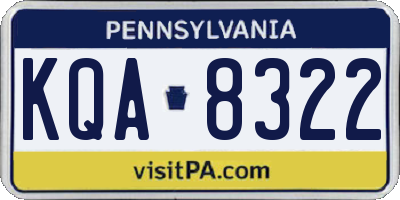 PA license plate KQA8322