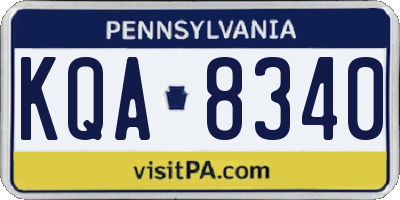 PA license plate KQA8340