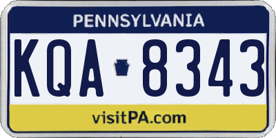 PA license plate KQA8343