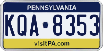 PA license plate KQA8353
