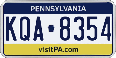 PA license plate KQA8354