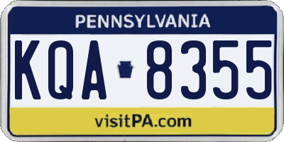 PA license plate KQA8355