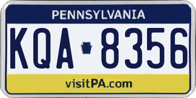 PA license plate KQA8356