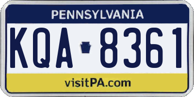 PA license plate KQA8361