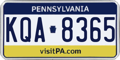 PA license plate KQA8365