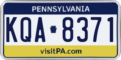 PA license plate KQA8371