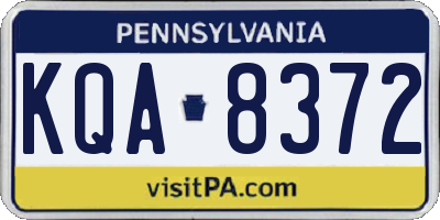 PA license plate KQA8372