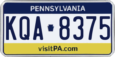 PA license plate KQA8375