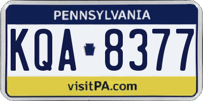 PA license plate KQA8377