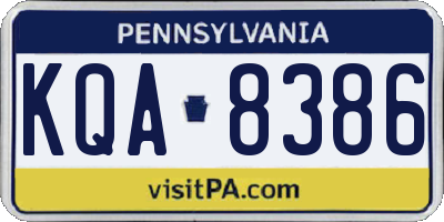 PA license plate KQA8386
