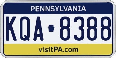 PA license plate KQA8388