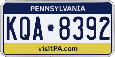 PA license plate KQA8392
