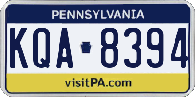 PA license plate KQA8394