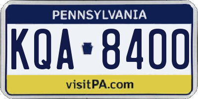 PA license plate KQA8400