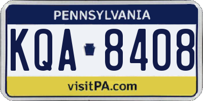 PA license plate KQA8408