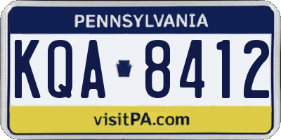 PA license plate KQA8412