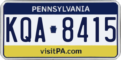 PA license plate KQA8415