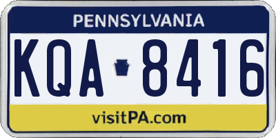 PA license plate KQA8416