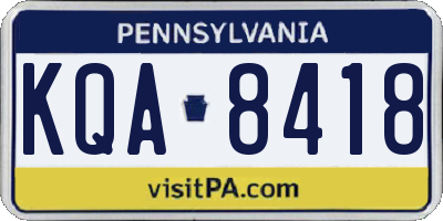 PA license plate KQA8418