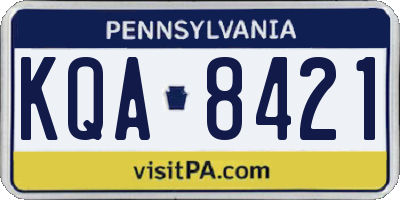 PA license plate KQA8421