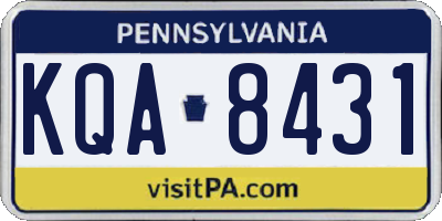 PA license plate KQA8431