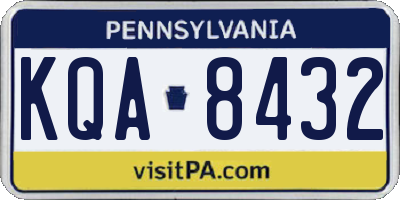 PA license plate KQA8432
