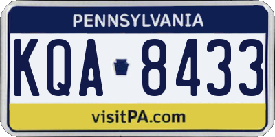 PA license plate KQA8433