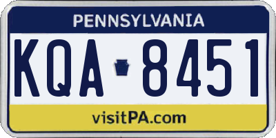 PA license plate KQA8451