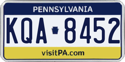 PA license plate KQA8452