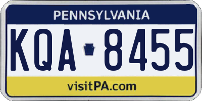 PA license plate KQA8455