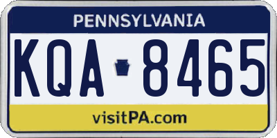 PA license plate KQA8465