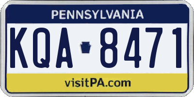 PA license plate KQA8471