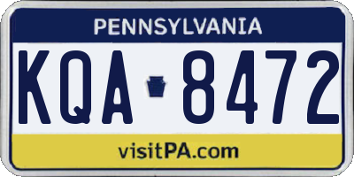 PA license plate KQA8472