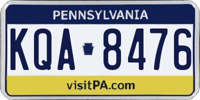 PA license plate KQA8476