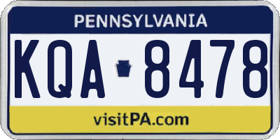 PA license plate KQA8478