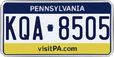 PA license plate KQA8505