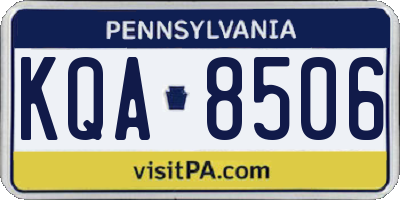 PA license plate KQA8506