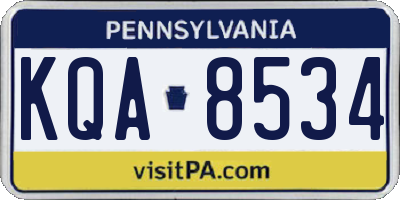 PA license plate KQA8534