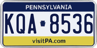 PA license plate KQA8536